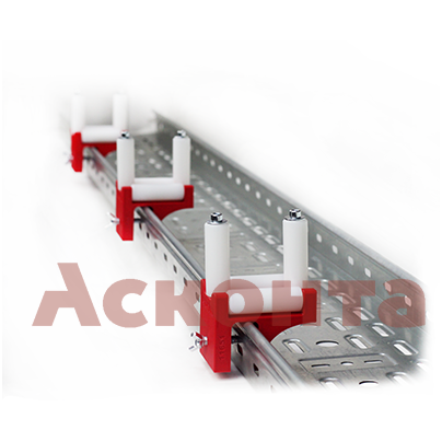 ПР2/50 Прямой двойной ролик на стенку кабельного лотка для легкого кабеля, L=50мм, Асконта